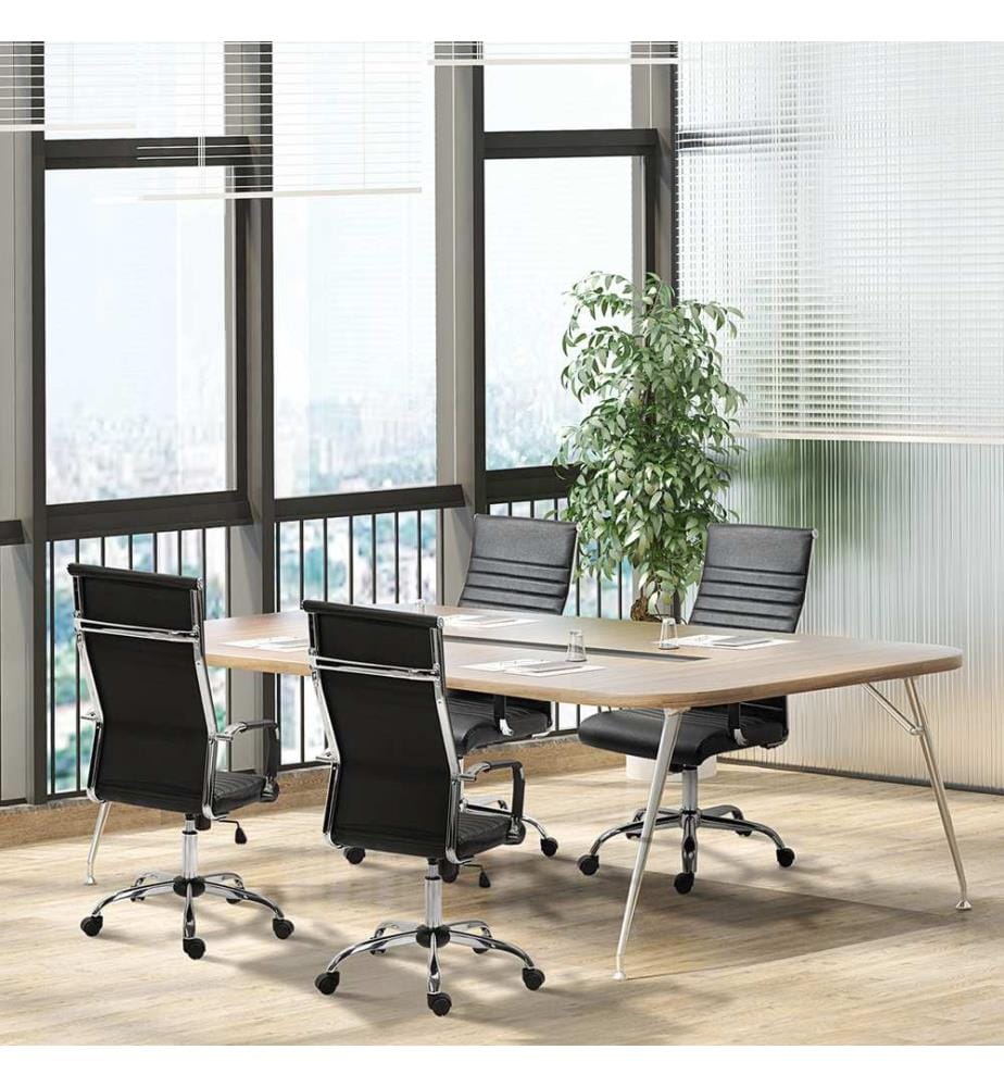Bürostuhl Wippfunktion gepolstert ergonomisch PU-Leder Schwarz