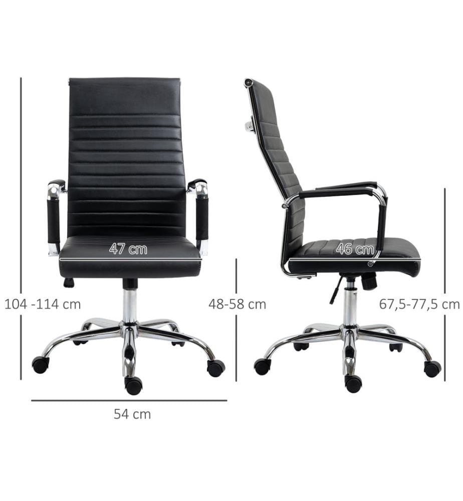 Bürostuhl Wippfunktion gepolstert ergonomisch PU-Leder Schwarz