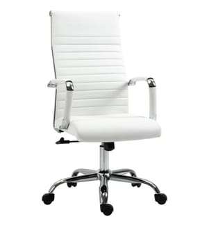 Bürostuhl Wippfunktion gepolstert ergonomisch PU-Leder Weiss
