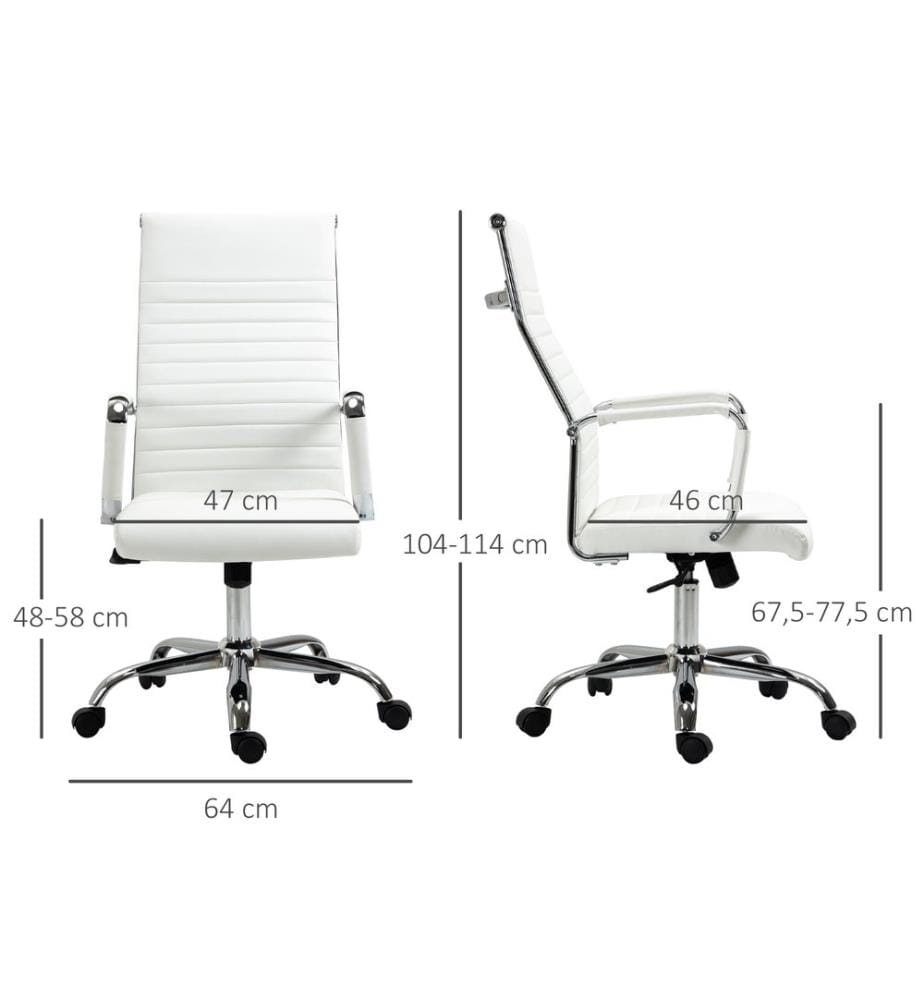 Bürostuhl Wippfunktion gepolstert ergonomisch PU-Leder Weiss