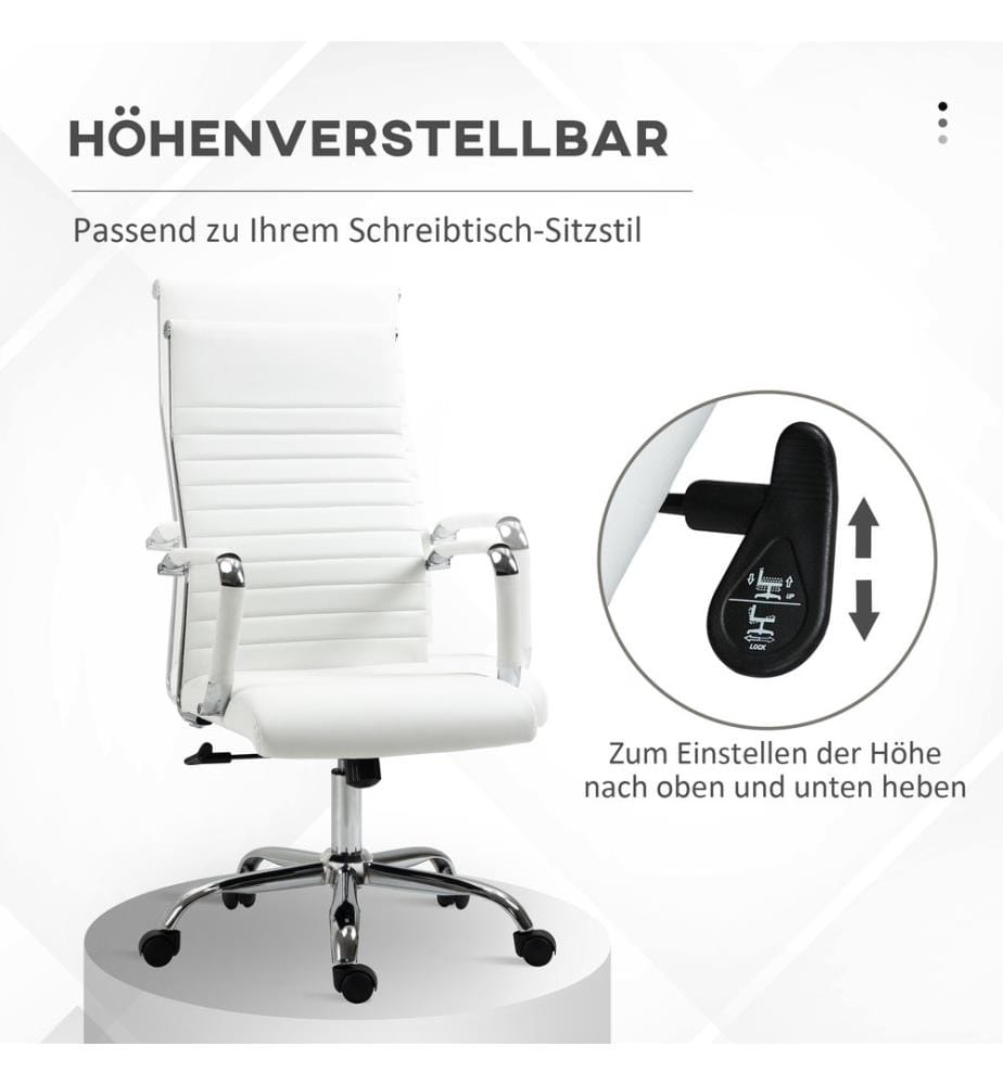 Bürostuhl Wippfunktion gepolstert ergonomisch PU-Leder Weiss