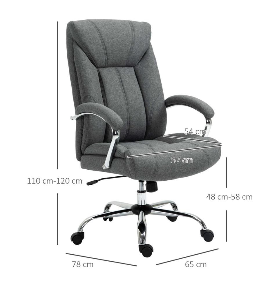 Sedia da ufficio ergonomica con funzione oscillante, grigia, 65x78x110-120 cm