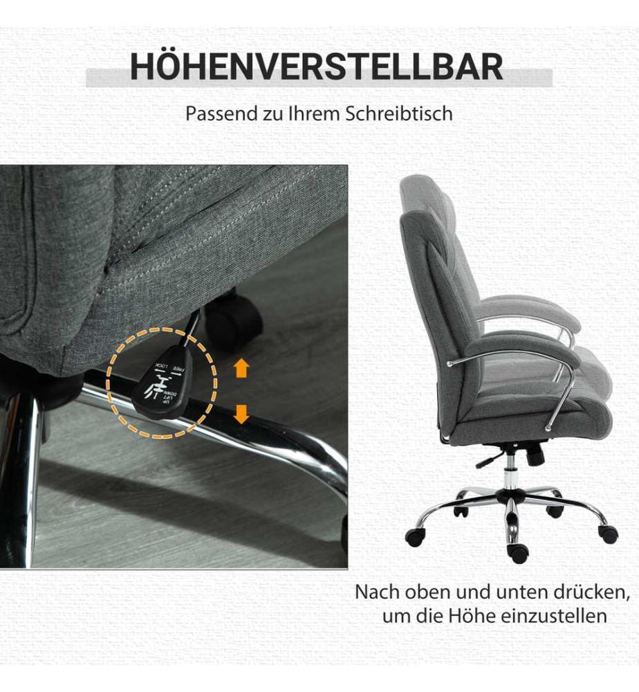 Sedia da ufficio ergonomica con funzione oscillante, grigia, 65x78x110-120 cm