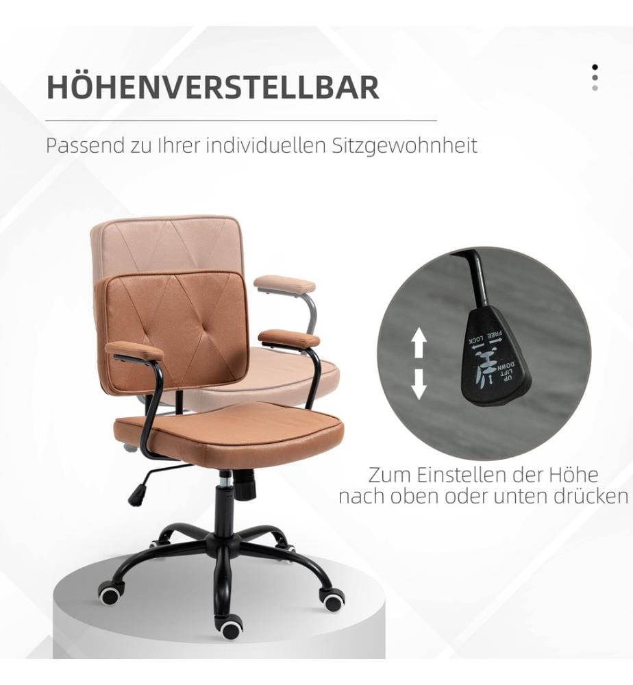 Bürostuhl Vintage Braun 61x58x82-91 cm