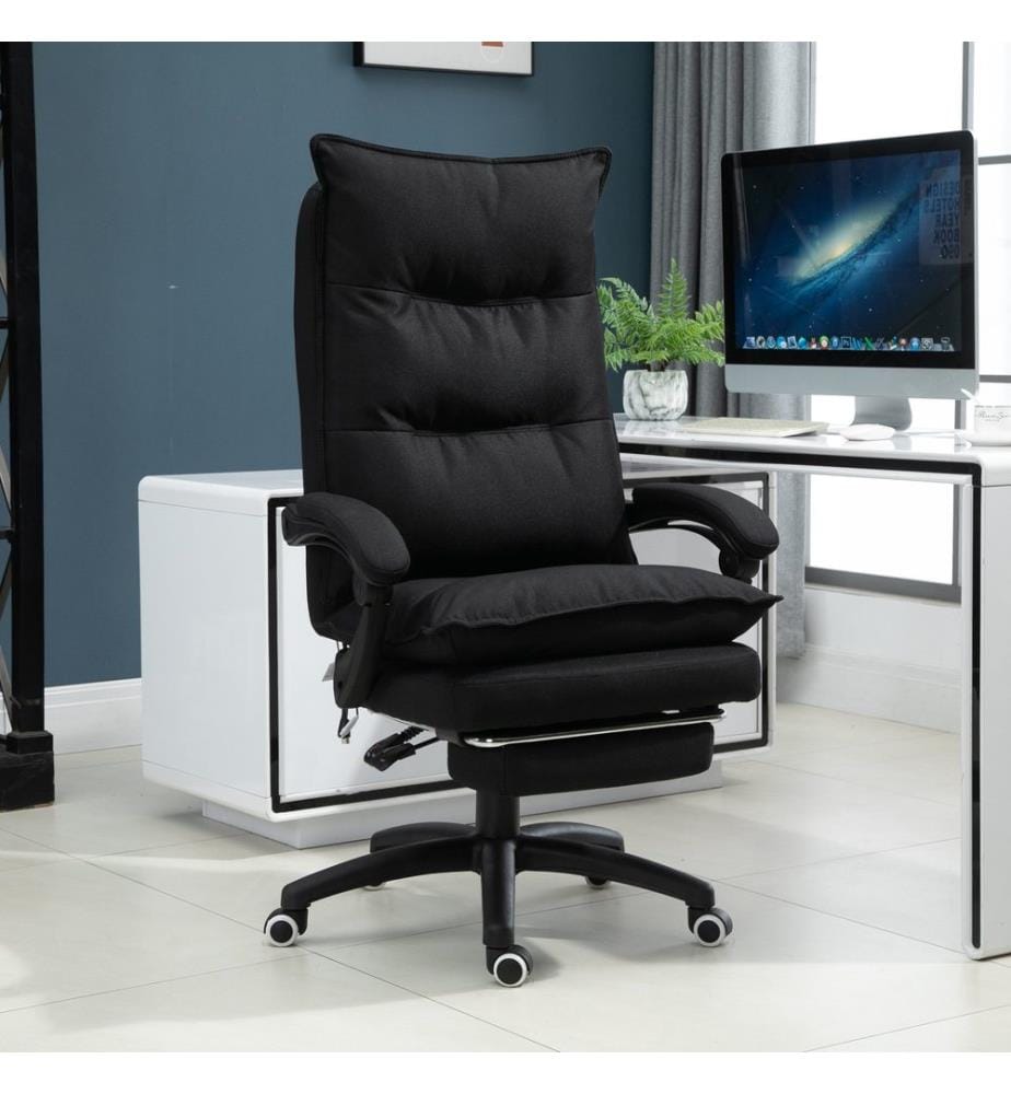Chaise de bureau ergonomique avec fonction massage, noire