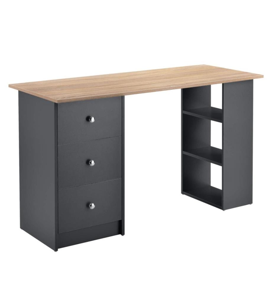 Schreibtisch Lemberg 120x50x72 cm mit Schubladen und Regal Holz