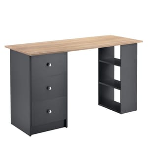 Schreibtisch Lemberg 120x50x72 cm mit Schubladen und Regal Holz