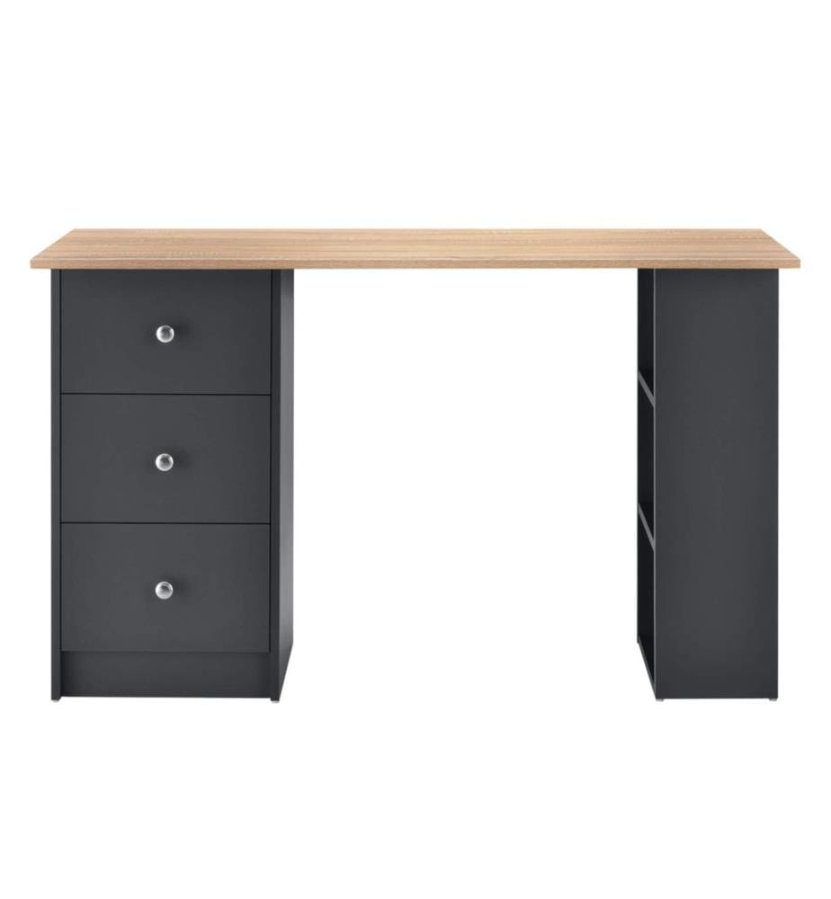 Schreibtisch Lemberg 120x50x72 cm mit Schubladen und Regal Holz