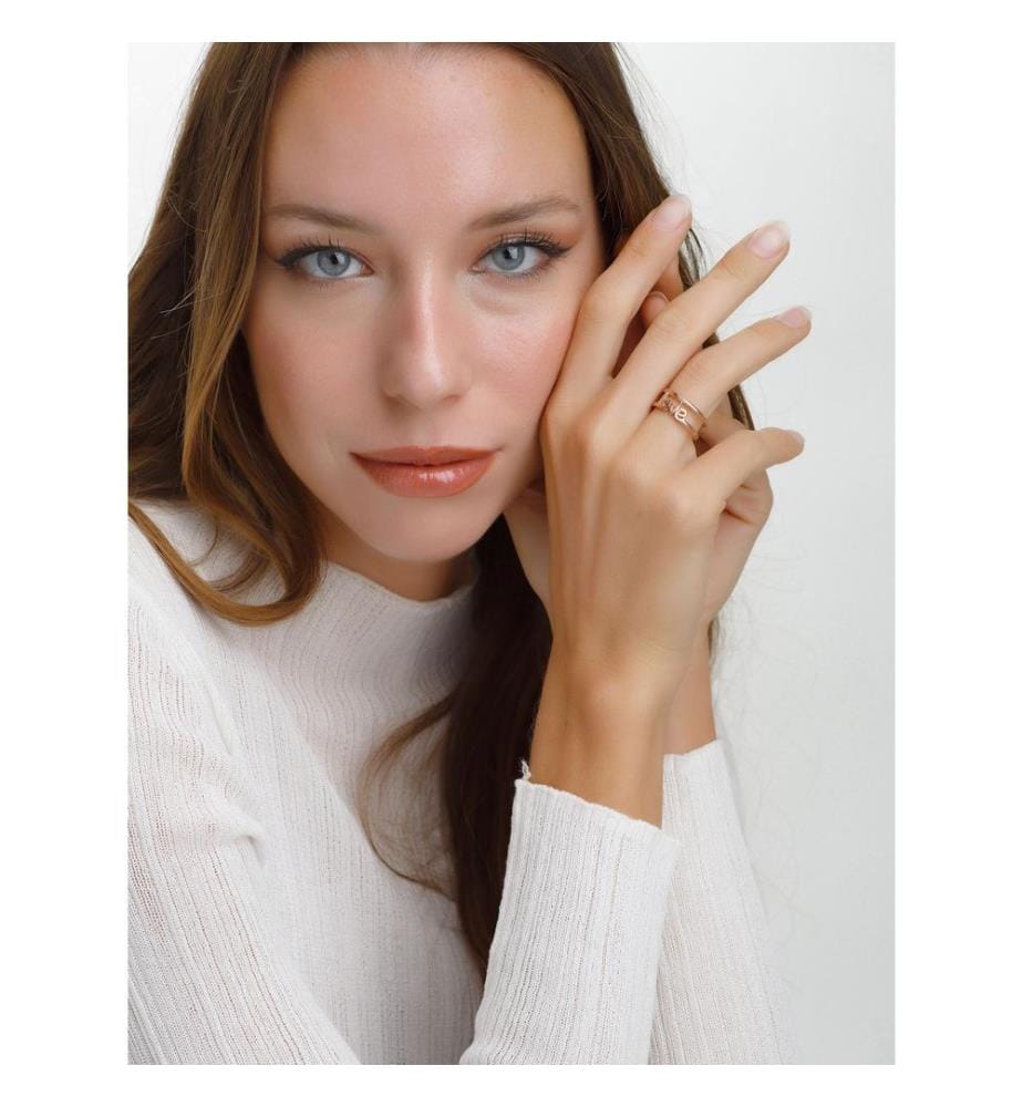 Love Script 14K Rose Gold-Plated Ring - Rose Gold