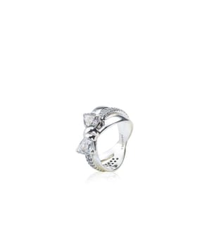 Geflochtener Bandring mit heller Schleife 925 Sterling Silber - Silber