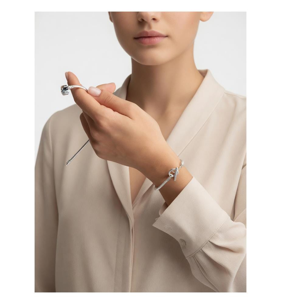 Bracciale T-Bar in argento 925 con catena a serpente - Argento