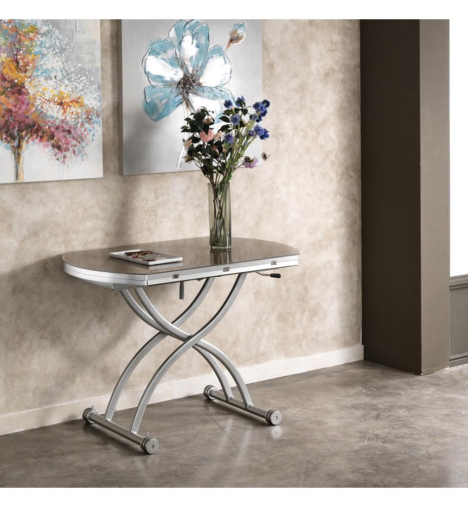Coffee Table 69 (105) x 105 x 42,5 (74) cm Gateway - Silver and Cappuccino