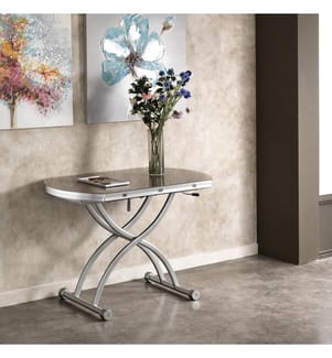 Couchtisch 69 (105) x 105 x 42,5 (74) cm Gateway - Silber und Cappuccino