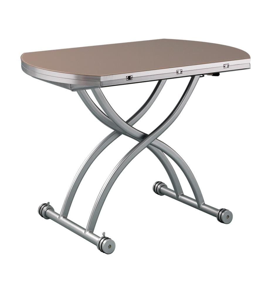 Coffee Table 69 (105) x 105 x 42,5 (74) cm Gateway - Silver and Cappuccino