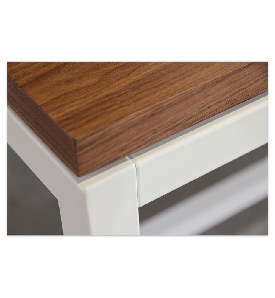 Karrel Fester Tisch mit Rädern 150x70 cm - Dunkelbraun und Weiss