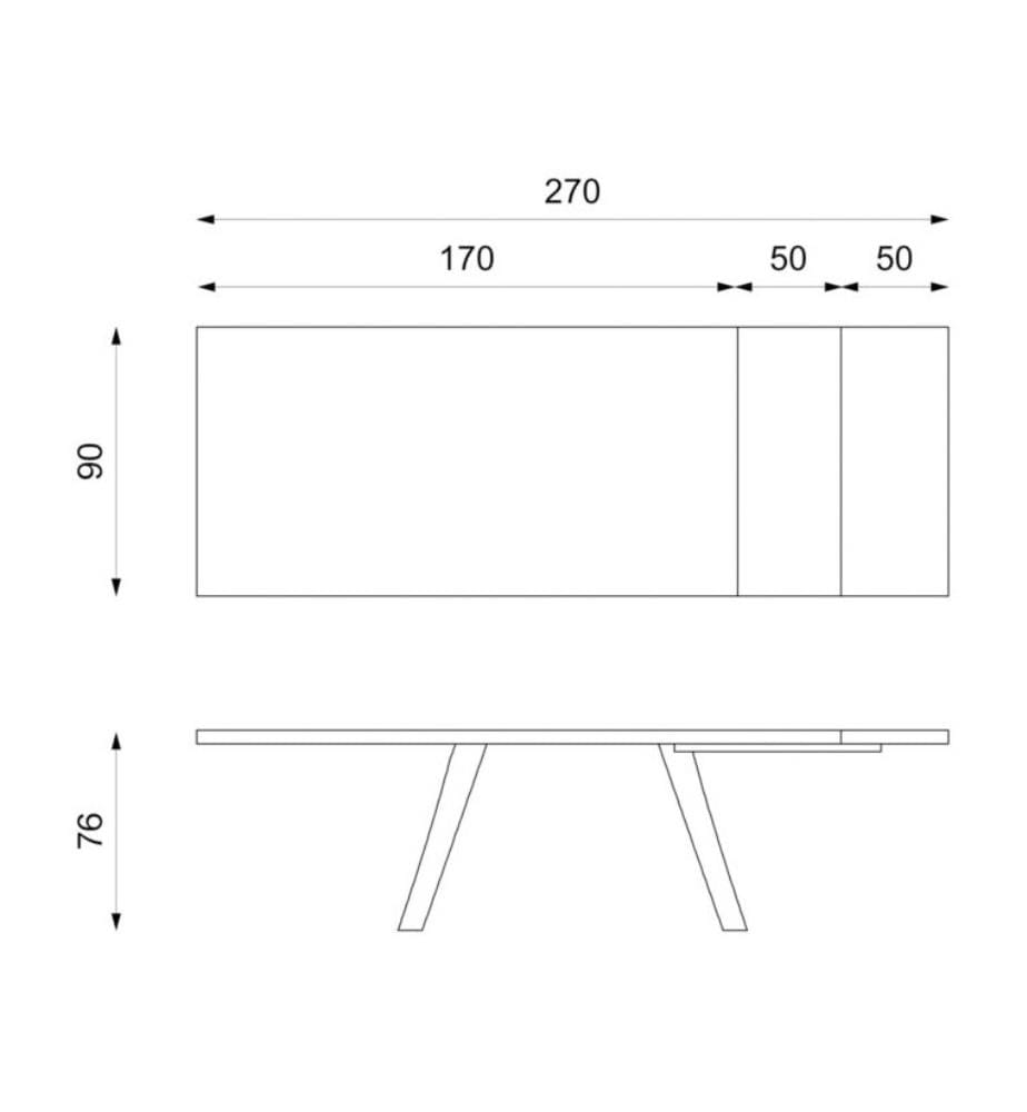Barret Ausziehbarer Tisch 170/270x90 cm - Dunkelgrau und Schwarz