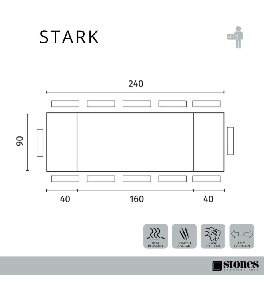 Stark Ausziehbarer Tisch 160/240x90 cm - Braun und Schwarz