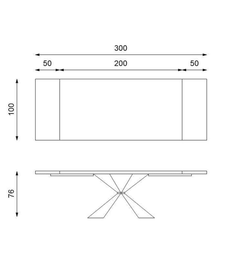Stark Ausziehbarer Tisch 200/300x100 cm - Braun und Schwarz