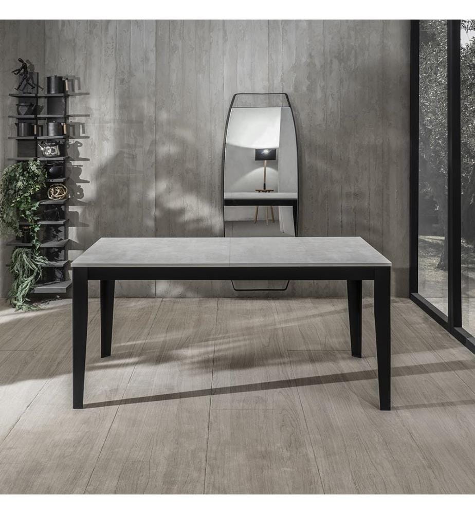 Grosser ausziehbarer Tisch 130/290x80 cm - Weiss und Schwarz