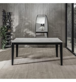 Grosser ausziehbarer Tisch 130/290x80 cm - Weiss und Schwarz