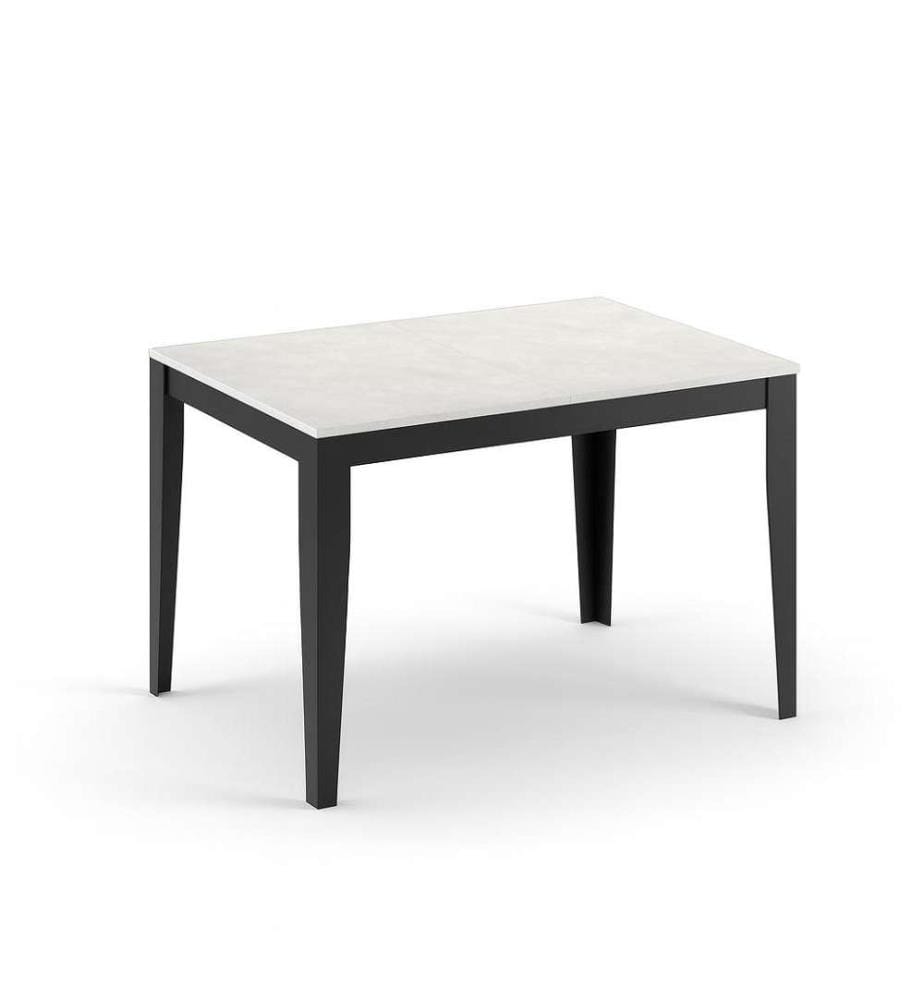 Grosser ausziehbarer Tisch 130/290x80 cm - Weiss und Schwarz