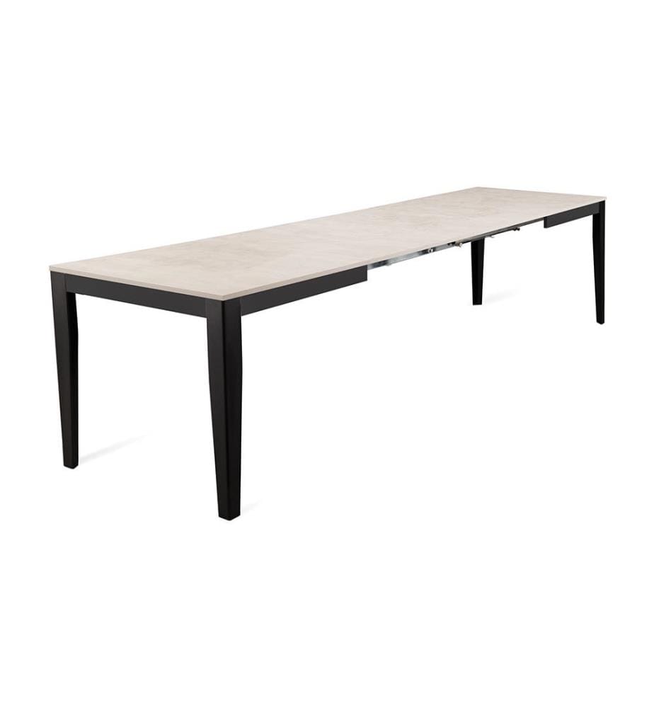 Grosser ausziehbarer Tisch 130/290x80 cm - Weiss und Schwarz