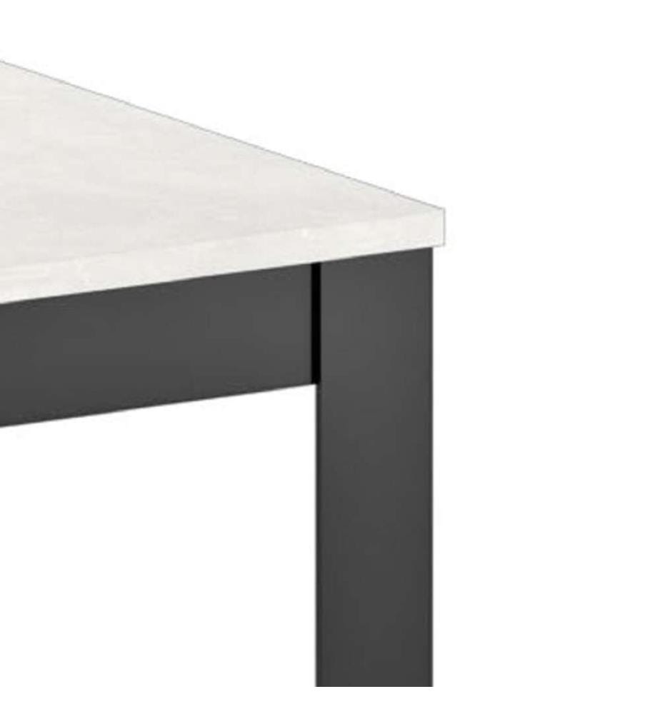 Grosser ausziehbarer Tisch 130/290x80 cm - Weiss und Schwarz