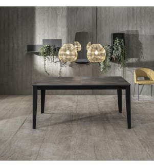 Grosser ausziehbarer Tisch 130/290x80 cm - Grauer Zement und Schwarz