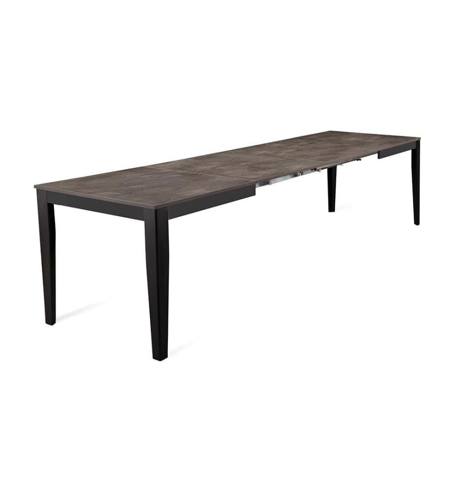 Grosser ausziehbarer Tisch 130/290x80 cm - Grauer Zement und Schwarz