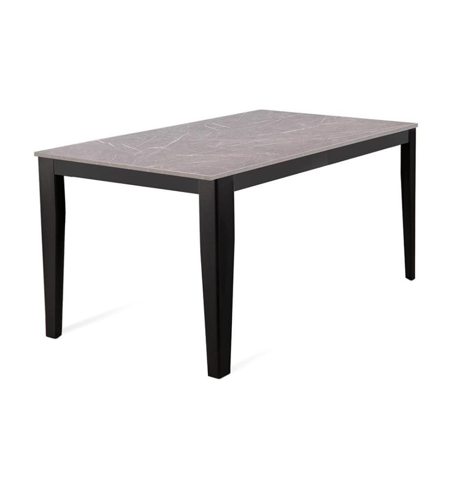 Grosser ausziehbarer Tisch 130/290x80 cm - Anthrazitmarmor und Schwarz