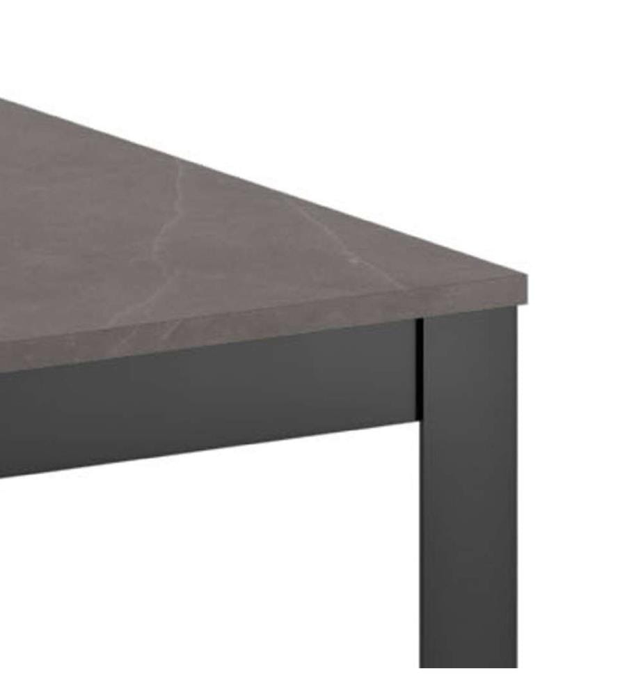 Grosser ausziehbarer Tisch 130/290x80 cm - Anthrazitmarmor und Schwarz