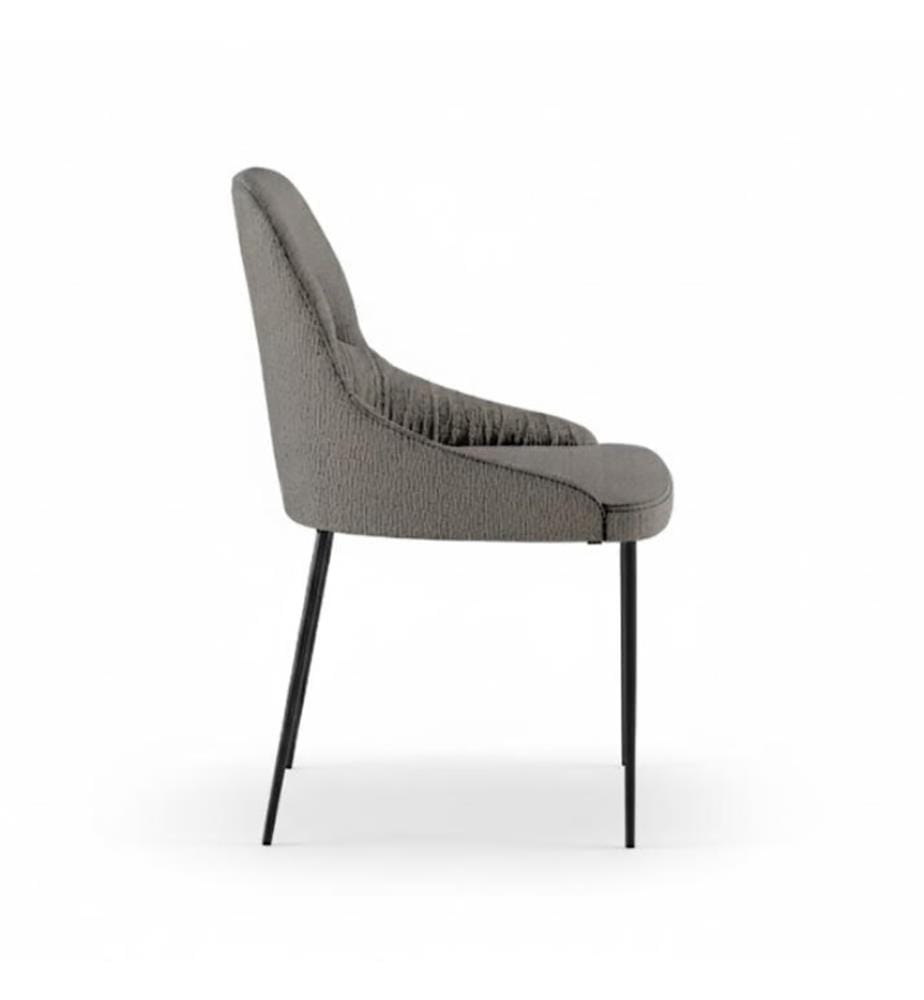 4er-Set Ginevra Stoffstühle 54x63x89 cm - Hellgrau und Schwarz