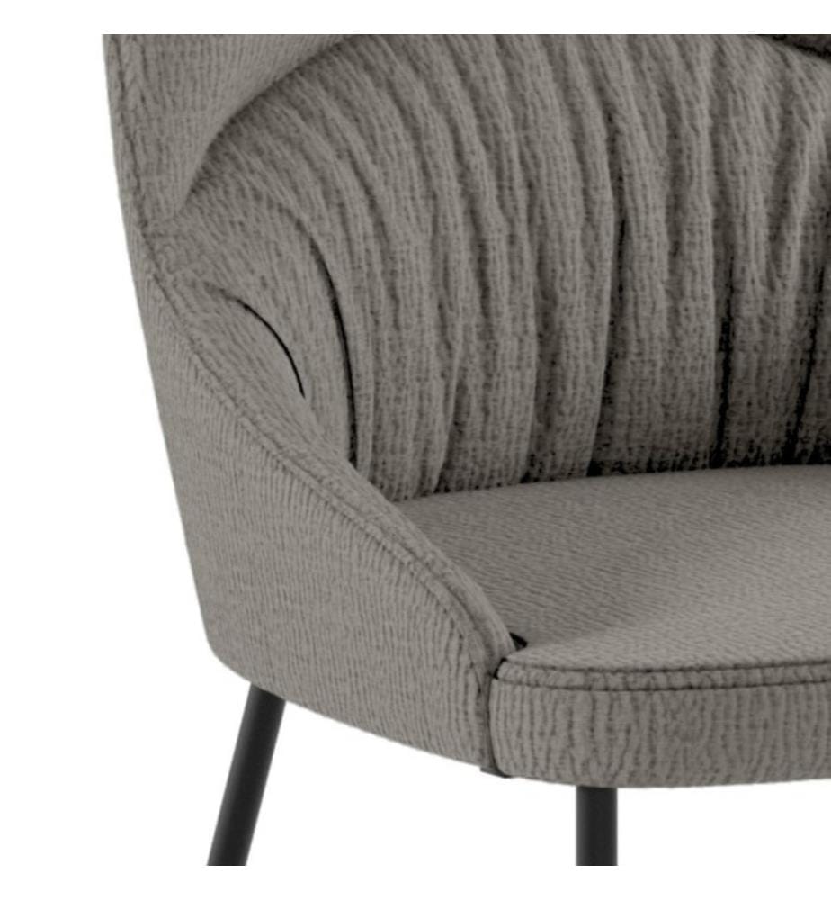 4er-Set Ginevra Stoffstühle 54x63x89 cm - Hellgrau und Schwarz