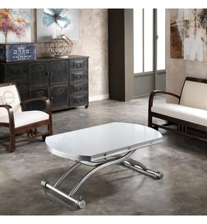 Couchtisch 69 (105) x 105 x 42,5 (74) cm Gateway - Silber und Weiss