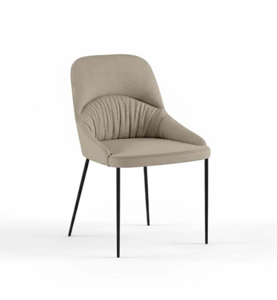 4er-Set Ginevra Stoffstühle 54x63x89 cm - Beige und Schwarz
