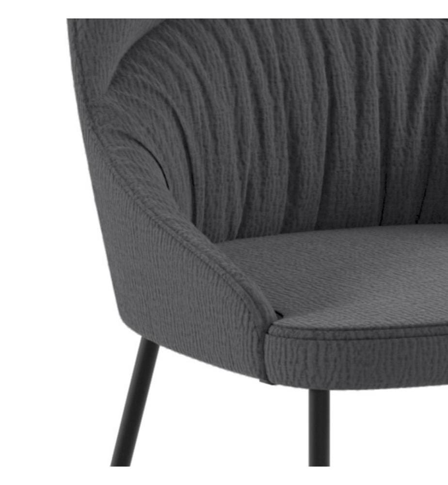 4er-Set Ginevra Stoffstühle 54x63x89 cm - Dunkelgrau und Schwarz