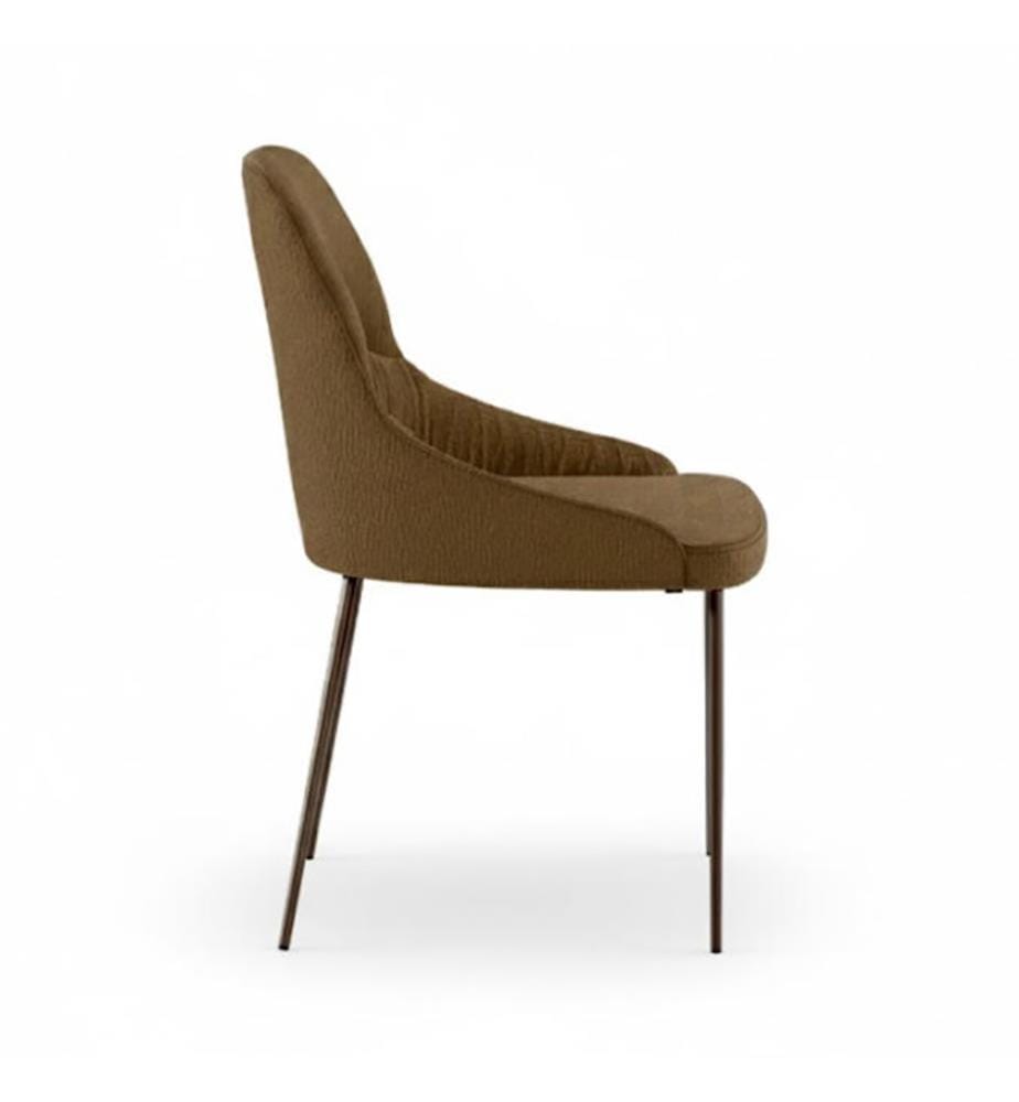 Satz von 4 Ginevra Stoffstühlen 54x63x89 cm - Braun und Bronze