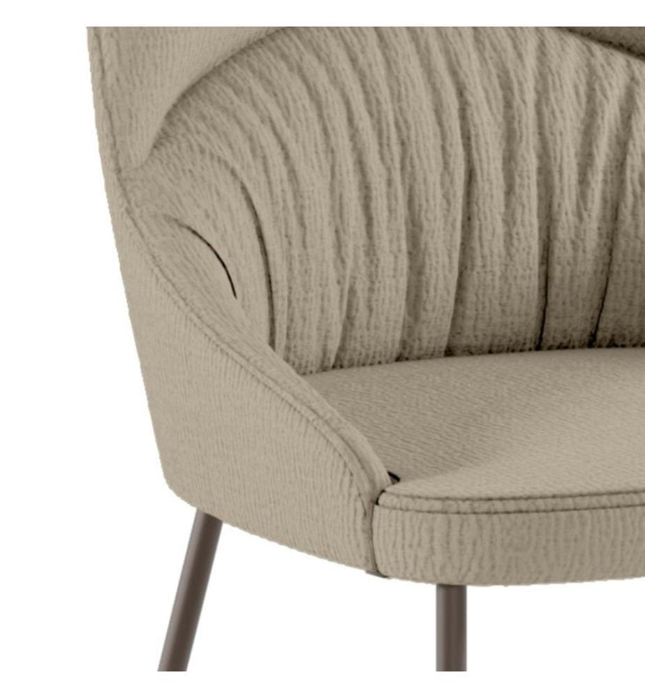 Satz von 4 Ginevra Stoffstühlen 54x63x89 cm - Beige und Bronze