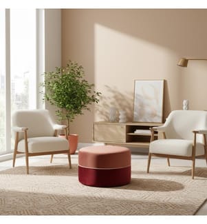 Olivia Big Velvet Pouf 62x39 cm - Rosa und Bordeaux
