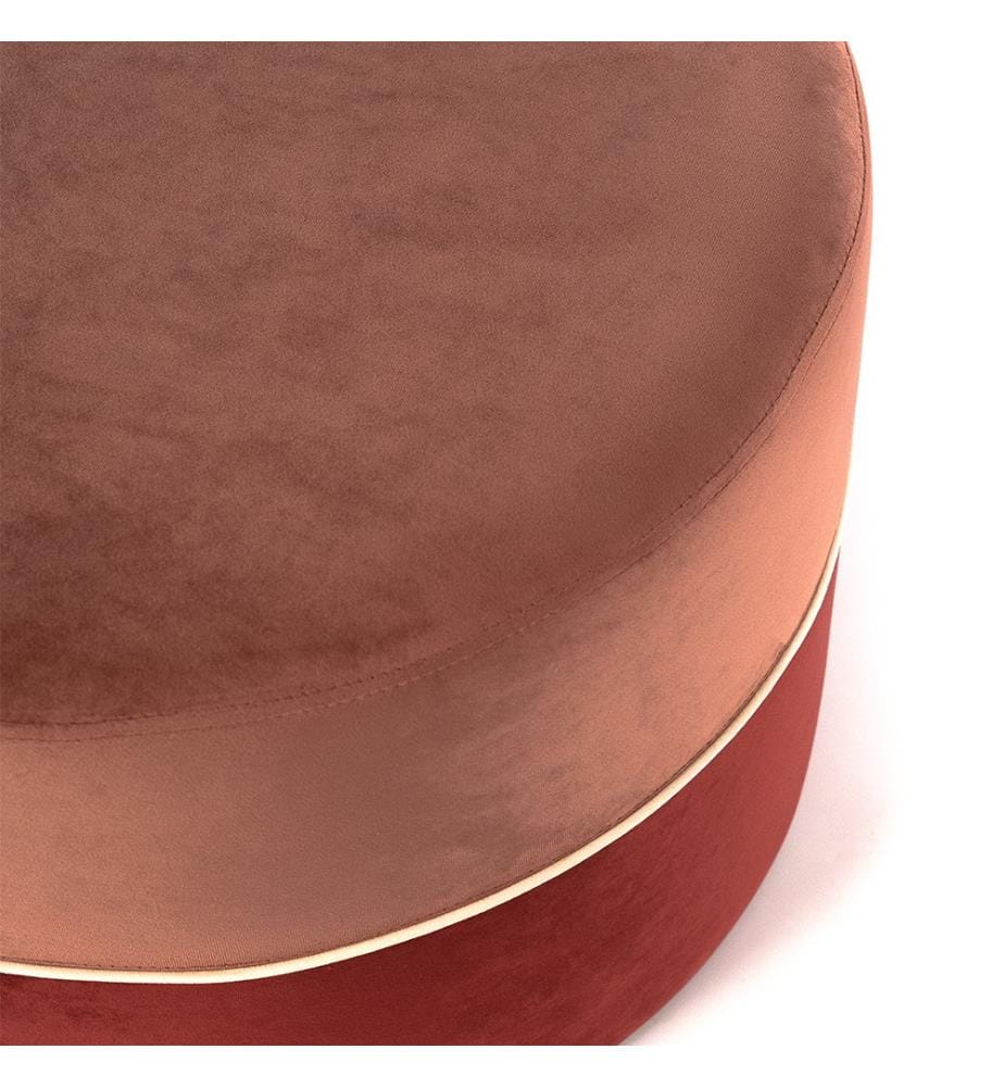 Olivia Big Velvet Pouf 62x39 cm - Rosa und Bordeaux