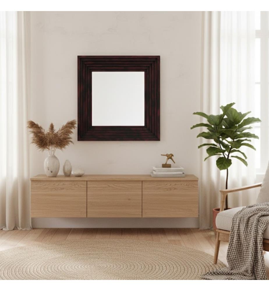 Specchio Holzspiegel 100x100x13 cm - Dunkelbraun