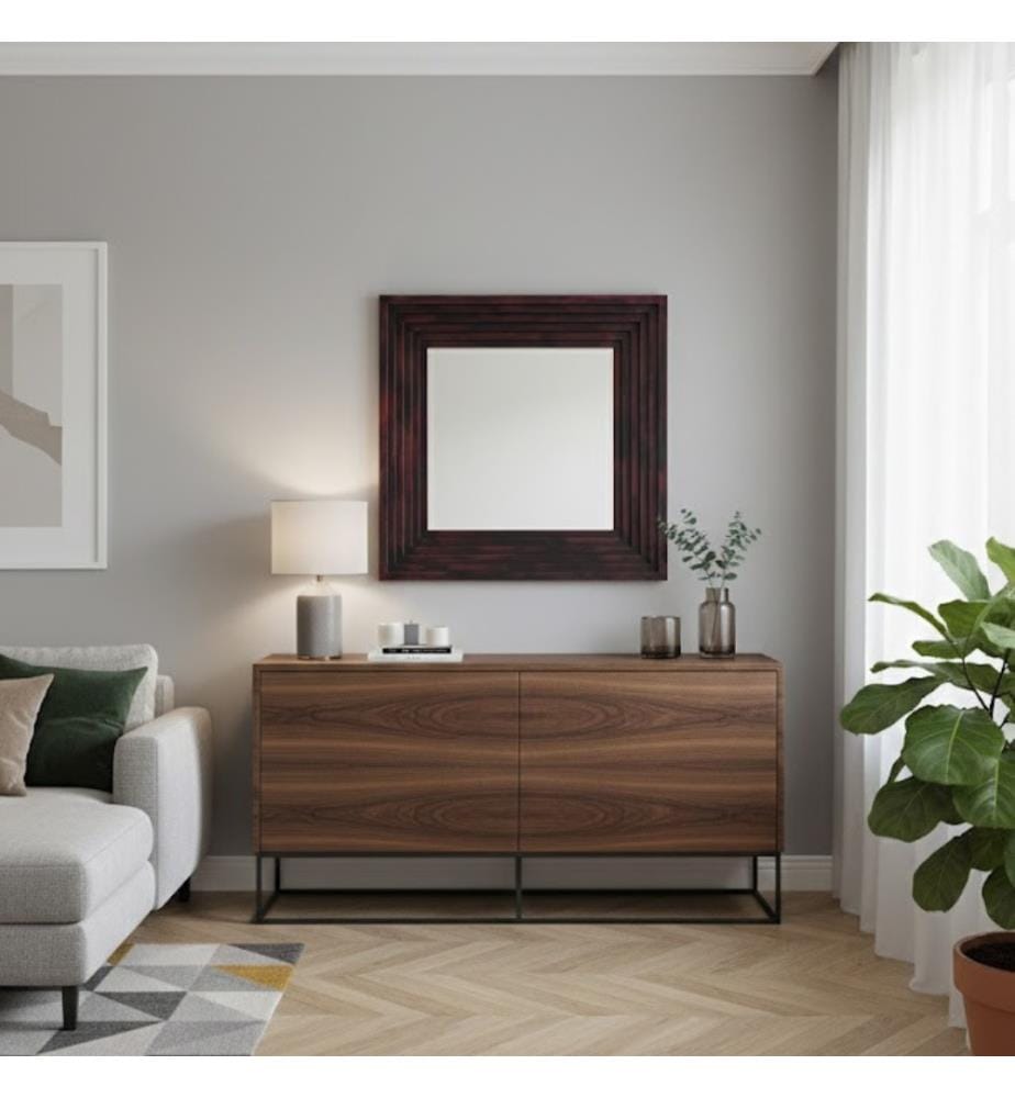 Specchio Holzspiegel 100x100x13 cm - Dunkelbraun