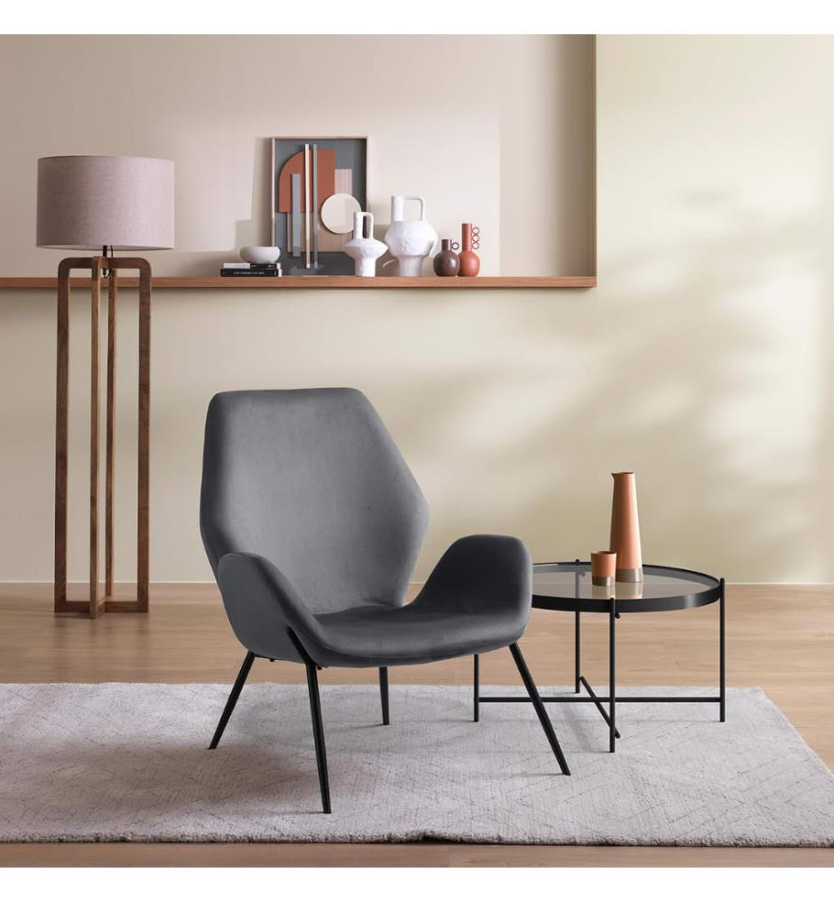 Brandy Samt Sessel 47x47x91 cm - Anthrazit und Schwarz