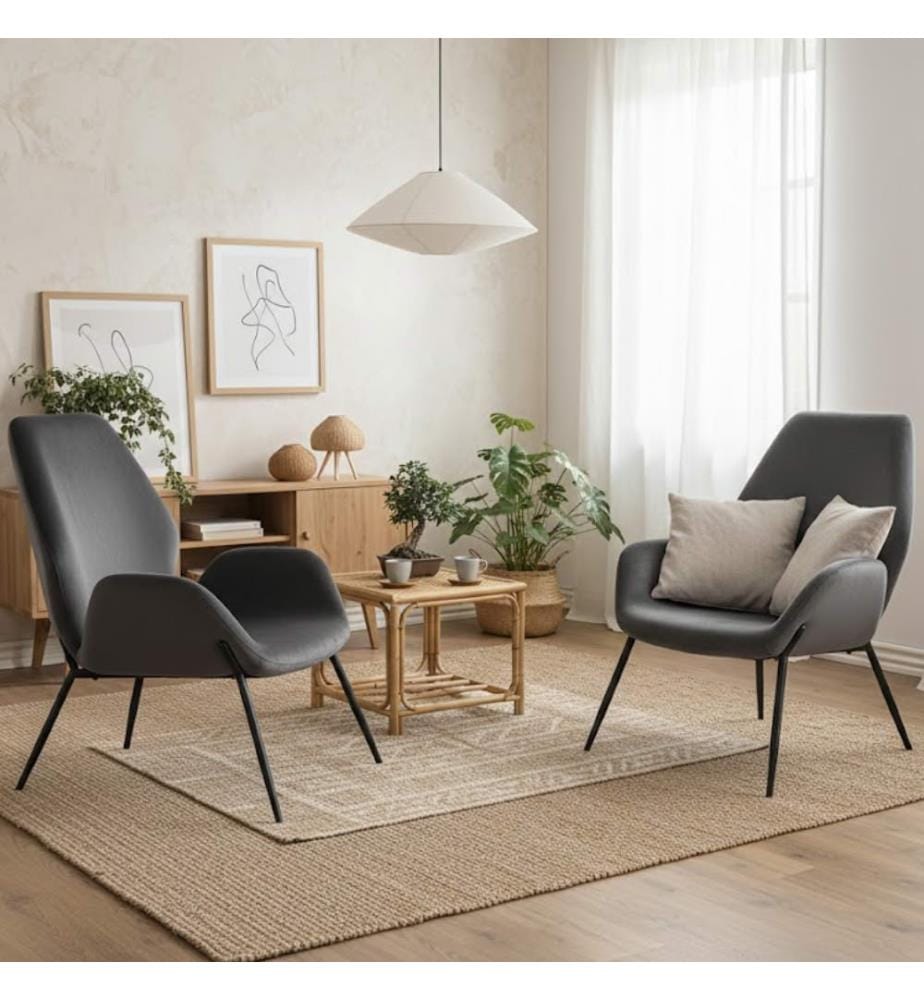 Brandy Samt Sessel 47x47x91 cm - Anthrazit und Schwarz