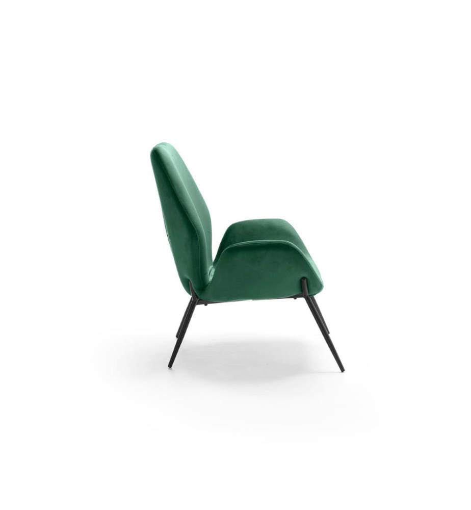 Brandy Samt Sessel 47x47x91 cm - Dunkelgrün und Schwarz