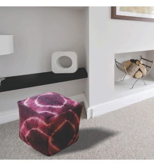 Cubo Lila Baumwolle Pouf 40x40x40 cm - Lila und Weiss