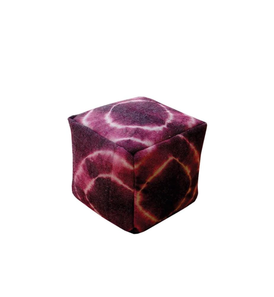 Cubo Lila Baumwolle Pouf 40x40x40 cm - Lila und Weiss