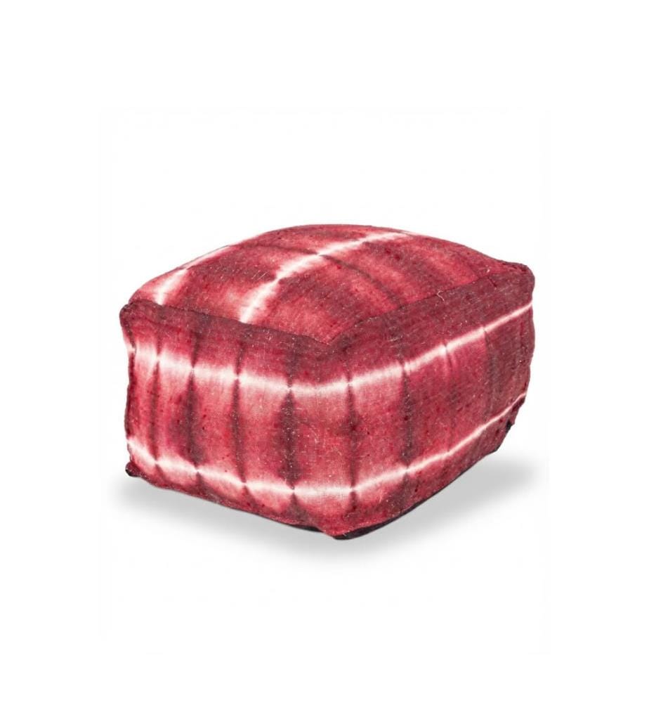 Ronaldo Magenta Baumwolle Pouf 55x55x35 cm - Himbeere und Weiss