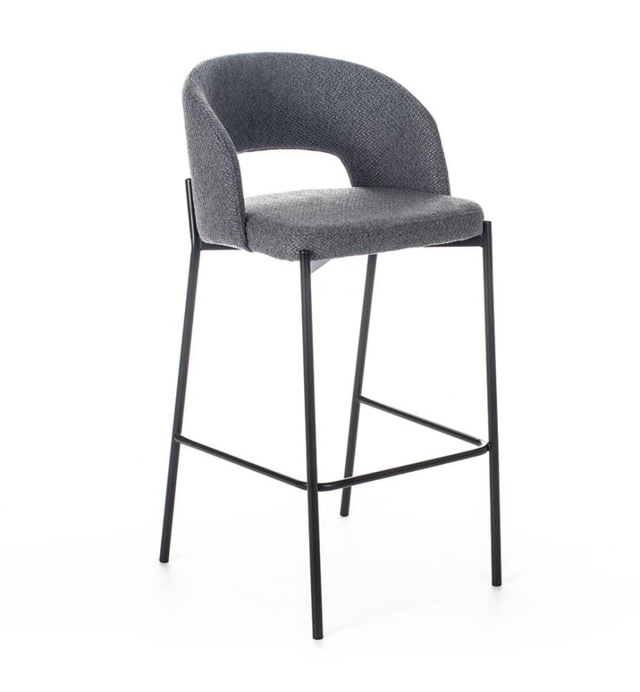 Lot de 2 tabourets en tissu Greta 52x50x89 cm - Gris foncé et Anthracite