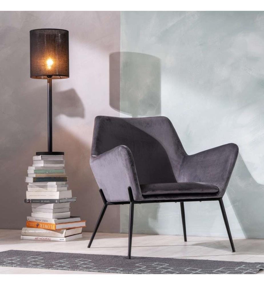 Gin Samt Sessel 54x71x70 cm - Anthrazit und Schwarz